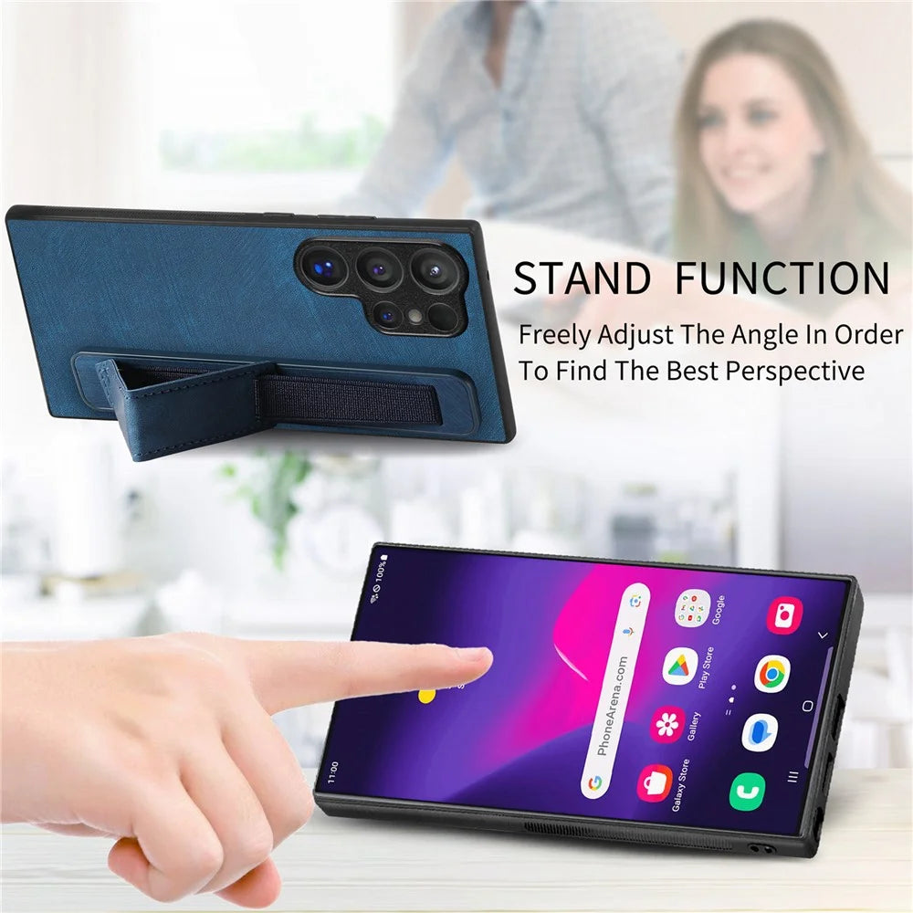 For Samsung Galaxy S26 Ultra Case with Wristband Kickstand Leather + TPU Phone Cover - Blue - 7
