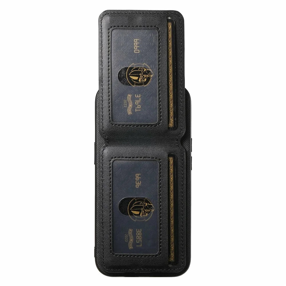 For Samsung Galaxy S26 Ultra Phone Case Cloth Texture Leather + PC + TPU Cover with RFID Blocking Card Holder - Black - 4