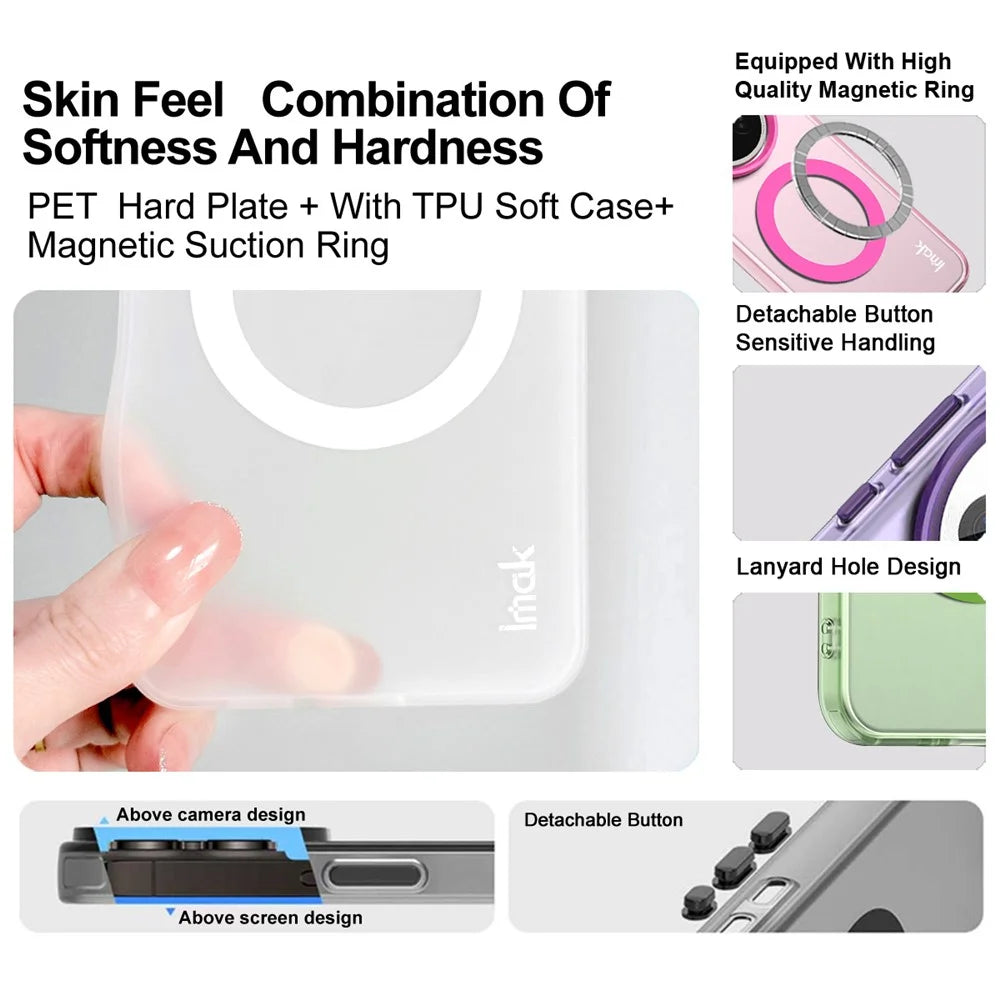 IMAK For Samsung Galaxy S26 Magnetic Case Candy Color Anti Drop TPU + PET Back Cover - Black - 4