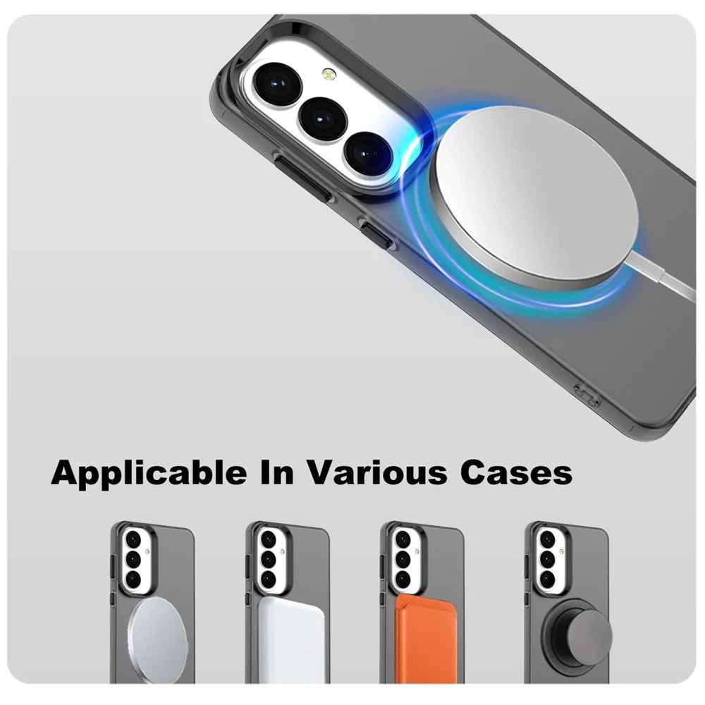 IMAK For Samsung Galaxy S26 Magnetic Case Candy Color Anti Drop TPU + PET Back Cover - Black - 5