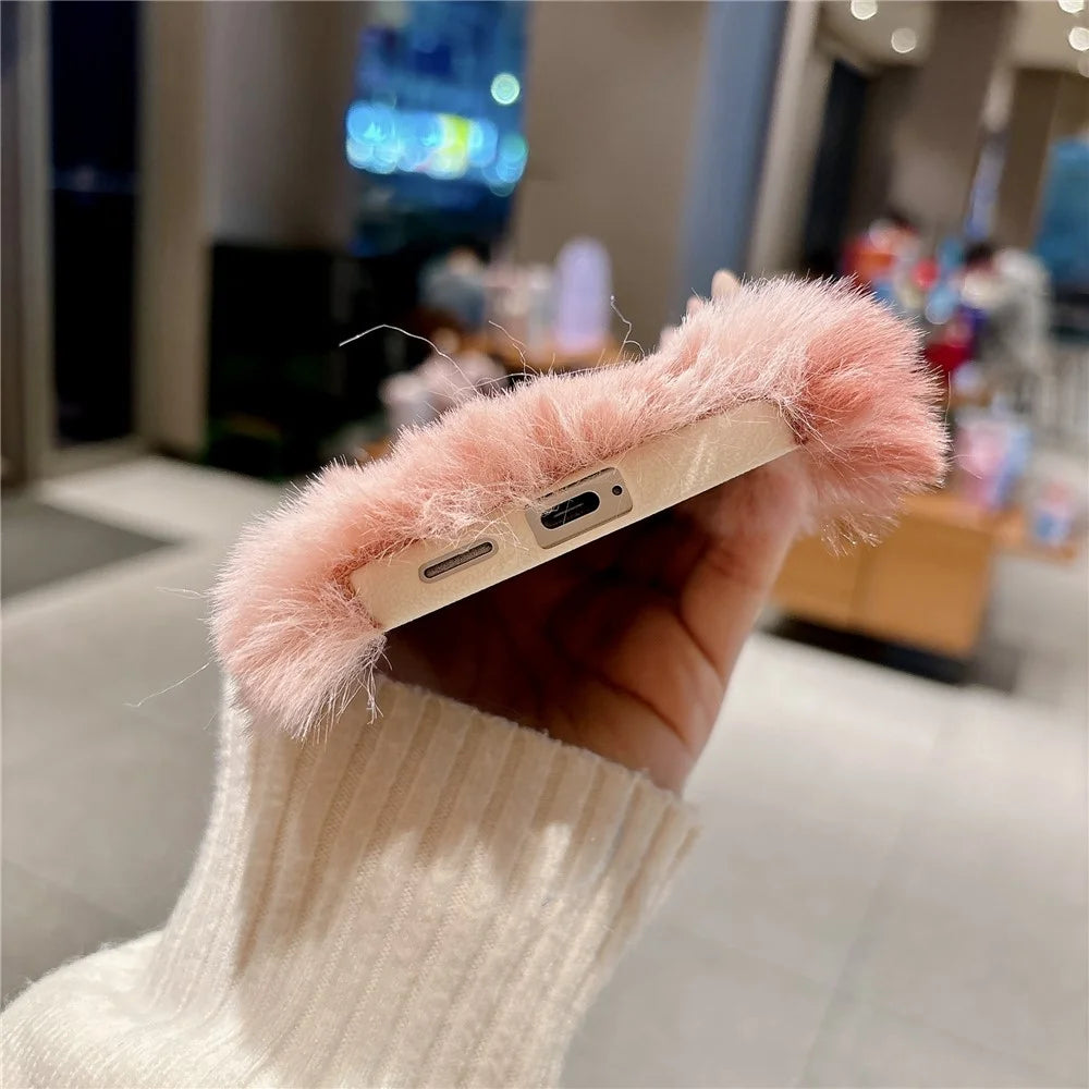 For Samsung Galaxy S26+ Case 2cm Long Plush Fluffy Soft TPU Phone Cover - Brown - 4