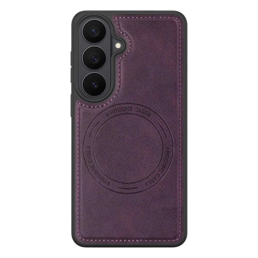 For Samsung Galaxy S26 Magnetic Phone Case Leather Back Phone Cover - Dark Purple - 2