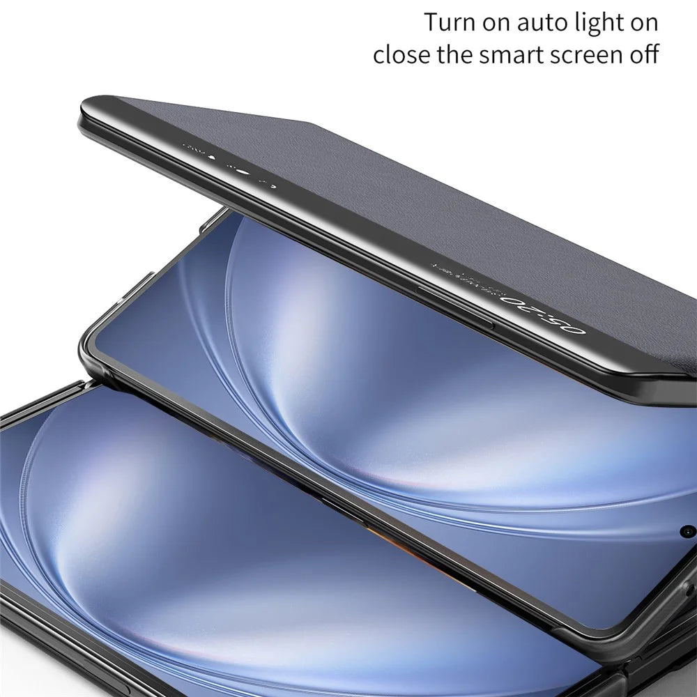 For vivo X Fold6 5G Case View Window PU Leather Stand Smart Phone Cover - Black - 6
