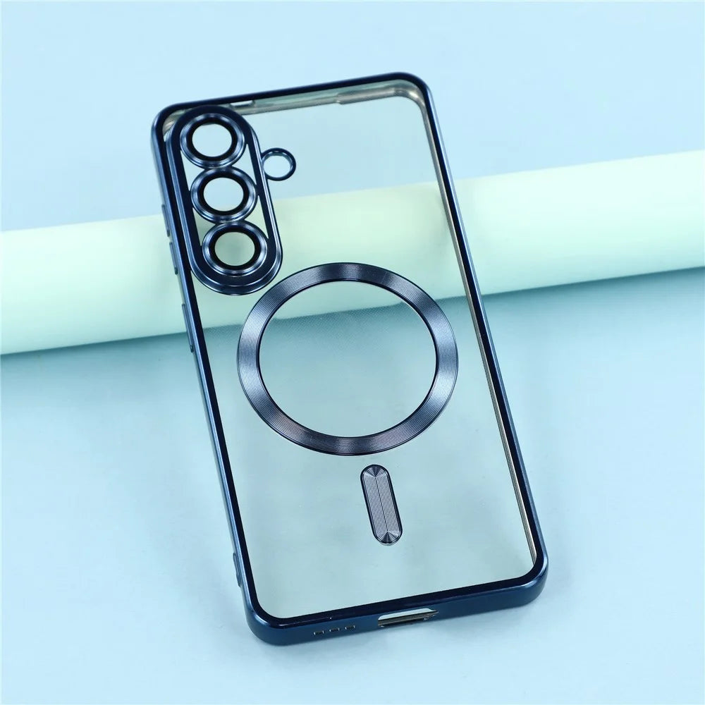 For Samsung Galaxy S26 Magnetic Case Electroplated TPU Phone Cover with Lens Film - Blue - 6
