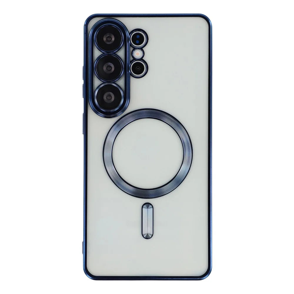 For Samsung Galaxy S26 Ultra Magnetic Case Electroplated TPU Phone Cover with Lens Film - Navy Blue - 2