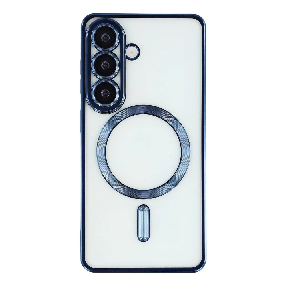 For Samsung Galaxy A55 5G Magnetic Case Electroplated TPU Phone Cover with Lens Film - Blue - 2