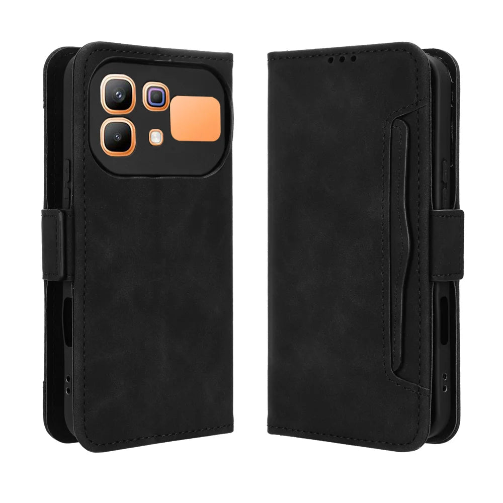 For Infinix Note 60 Pro 5G / Infinix Note 60 5G Leather Case Phone Wallet Cover with Multiple Card Slots - Black - 1