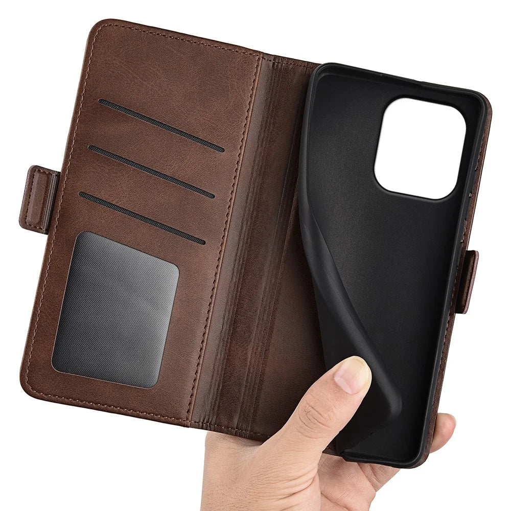 For OnePlus Nord CE6 5G / Nord 6 5G / Turbo 6V 5G / Turbo 6 5G Case Calf Texture Leather Wallet Phone Cover - Brown - 4