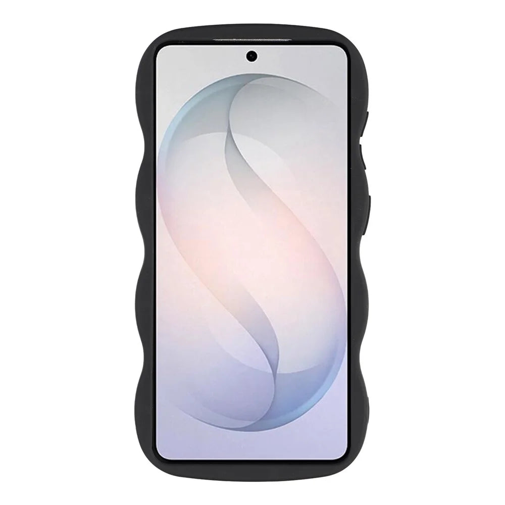For Samsung Galaxy S26+ Case TPU Protective Phone Cover Unique Curly Wave Frame - Black - 2
