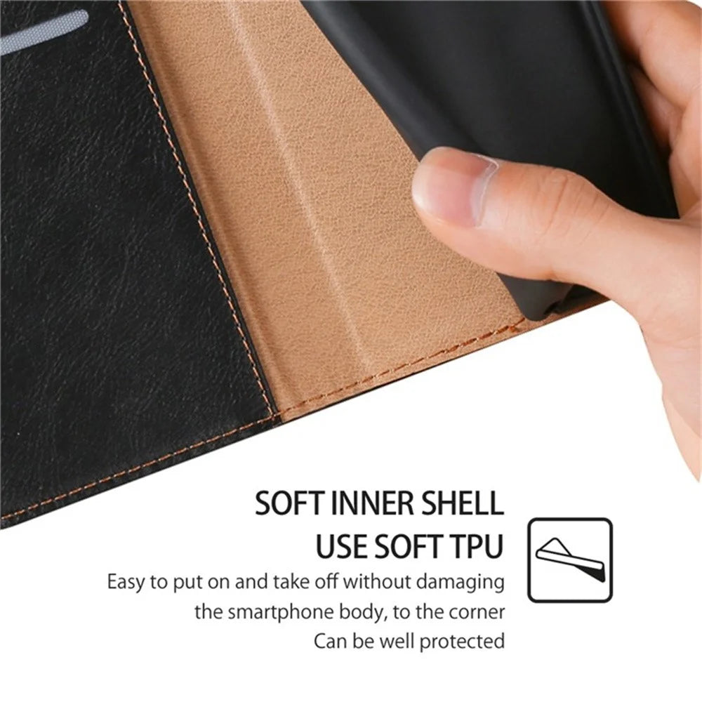 For Samsung Galaxy S26+ Case Wallet PU Leather Magnetic Auto-Absorbed Phone Cover - Black - 6