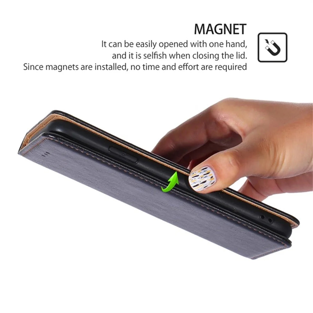 For Samsung Galaxy S26 Ultra Case Wallet PU Leather Magnetic Auto-Absorbed Phone Cover - Black - 5