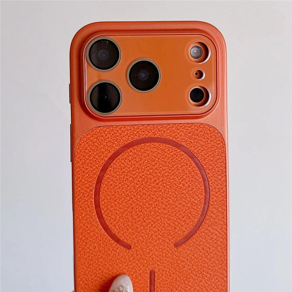 For iPhone 17 Pro Magnetic Case TPU + PC + PU Leather Protective Cover Compatible with Magsafe - Green - 6