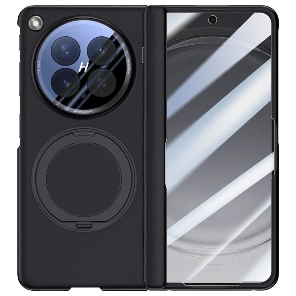 For Oppo Find N6 5G Magnetic Case with Anti-Spy Tempered Glass Film / Lens Protector, Hinge Rotary Kickstand PC Phone Cover - Black - 2