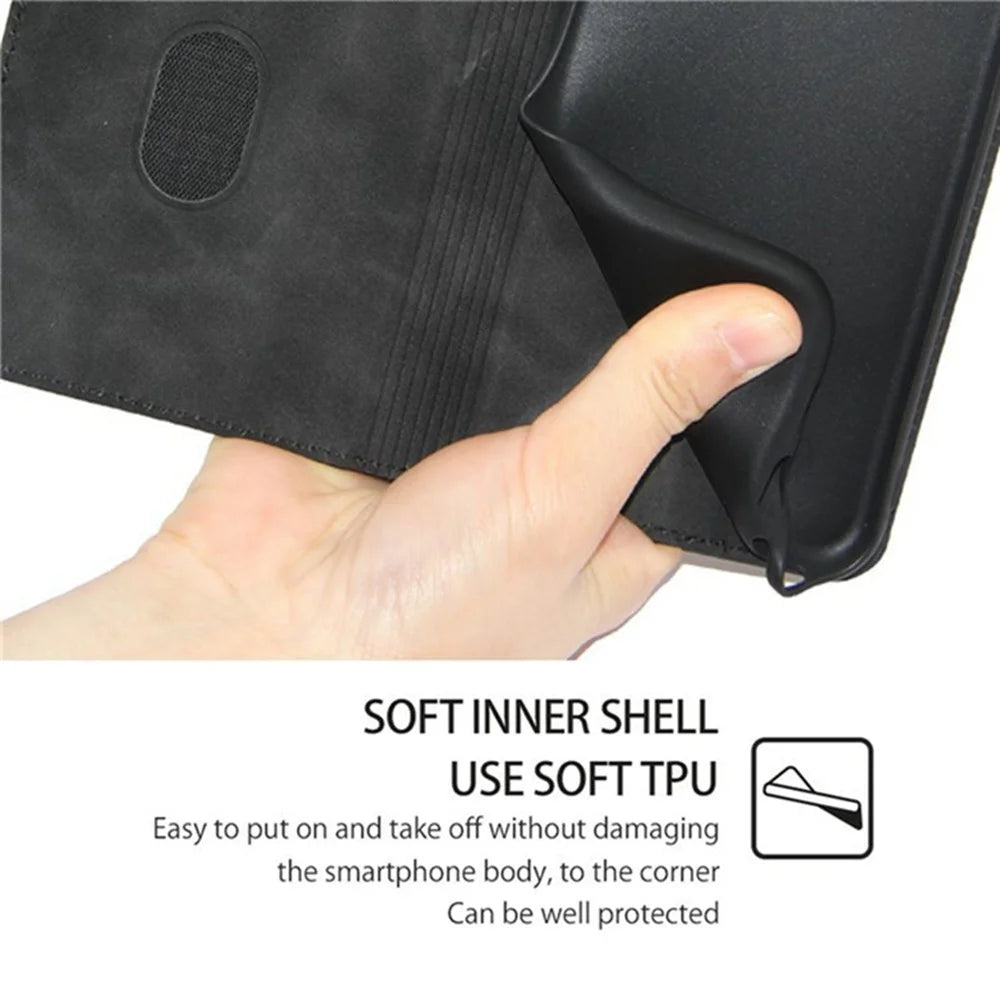 For Samsung Galaxy S26 Ultra Case Card Holder PU Leather Magnetic Closing Phone Cover - Black - 6
