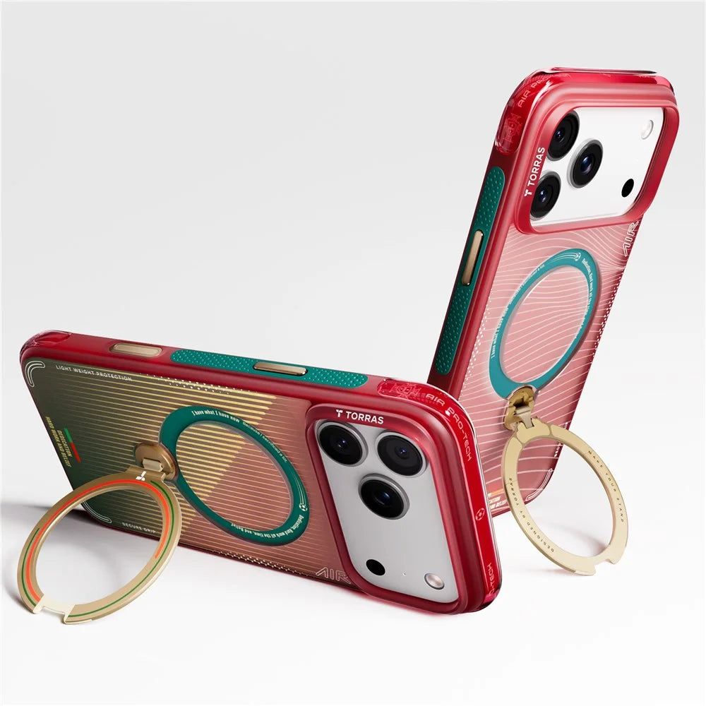 TORRAS Ostand Q3 Air for iPhone 17 Pro Magnetic Case 360° Rotating Kickstand TPU PC Phone Cover, FPF Limited Edition - Glory Slash - 4