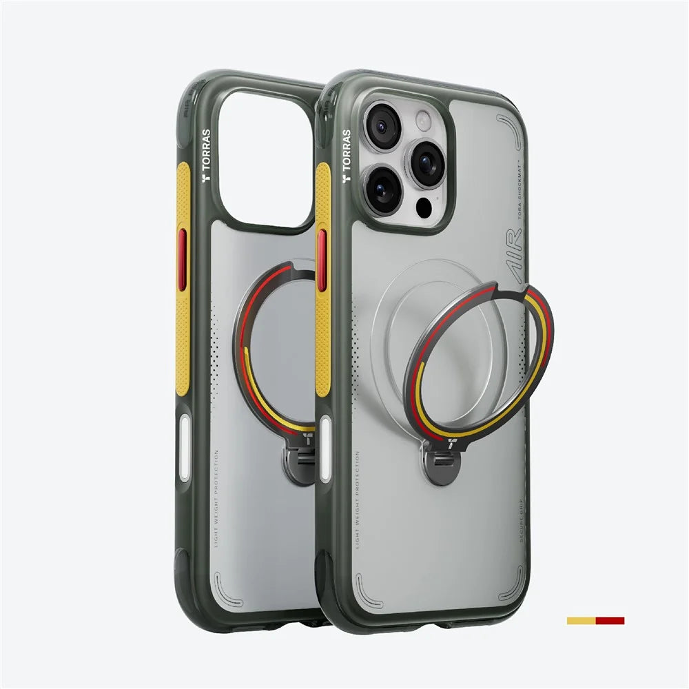 TORRAS Ostand Q3 Air for iPhone 16 Pro Max Magnetic Case 360° Rotating Kickstand Shockproof Cover, Football Team Limited Edition - Germany Iron - 2