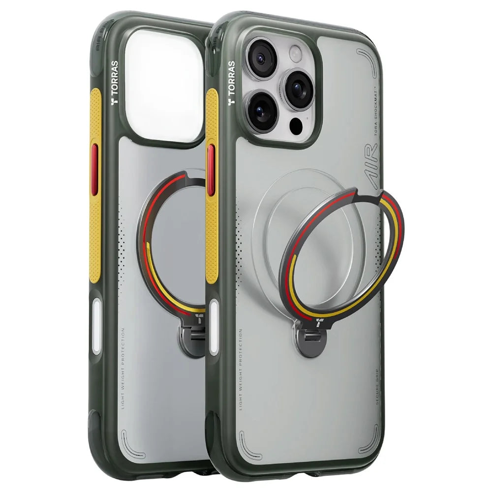 TORRAS Ostand Q3 Air for iPhone 16 Pro Magnetic Case 360° Rotating Kickstand Shockproof Cover, Football Team Limited Edition - Germany Iron - 1