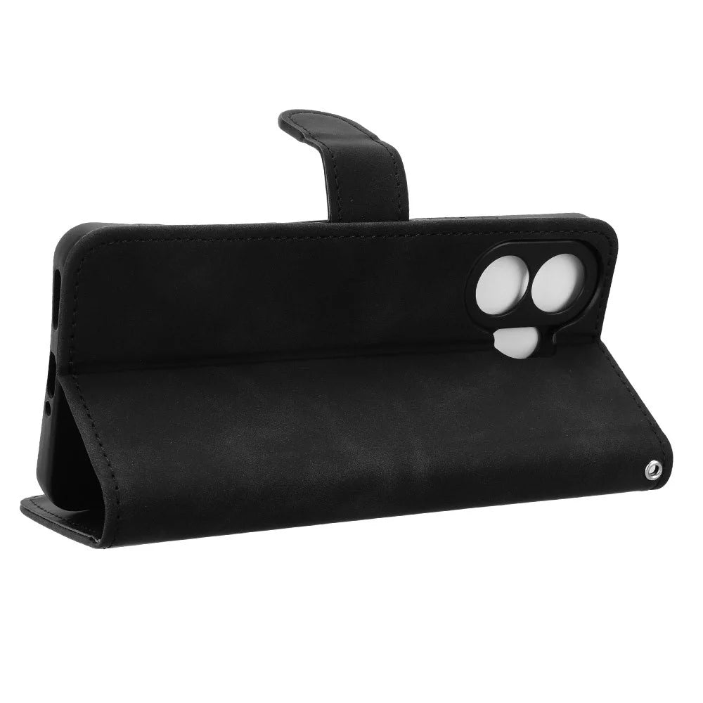 For TCL NxtPaper 70 Pro 5G Leather Case Skin Feel Anti Drop Wallet Stand Flip Phone Cover - Black - 3