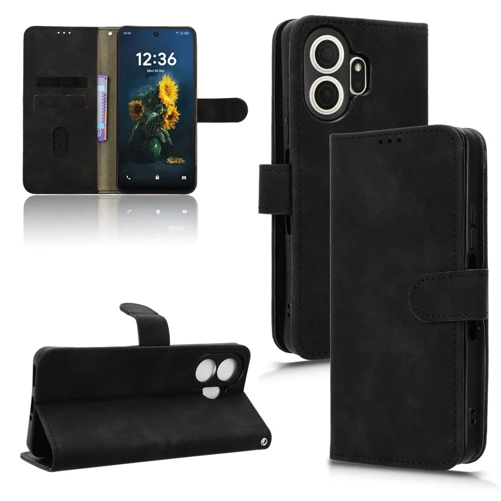 For TCL NxtPaper 70 Pro 5G Leather Case Skin Feel Anti Drop Wallet Stand Flip Phone Cover - Black - 7