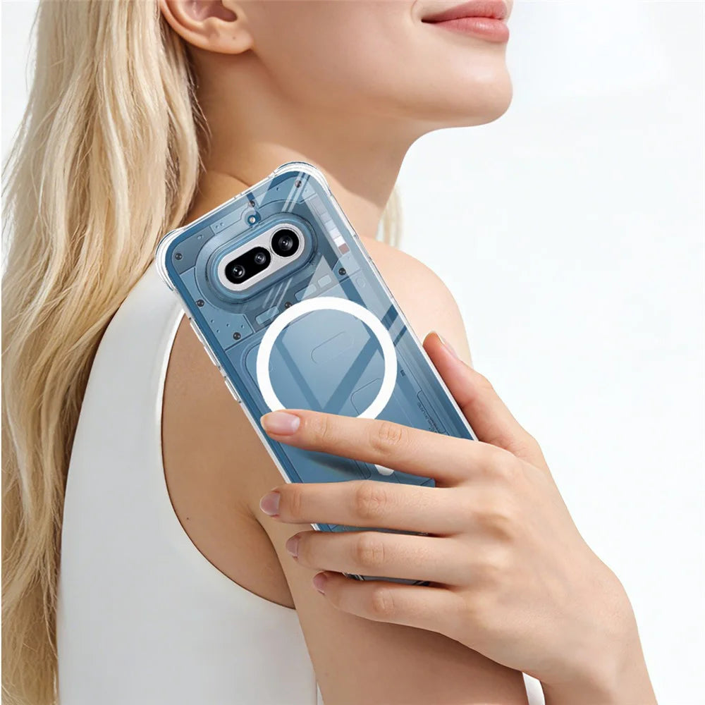 IMAK for Nothing Phone (4a) Magnetic Case Airbag Shockproof Protection TPU Phone Cover - Transparent - 5