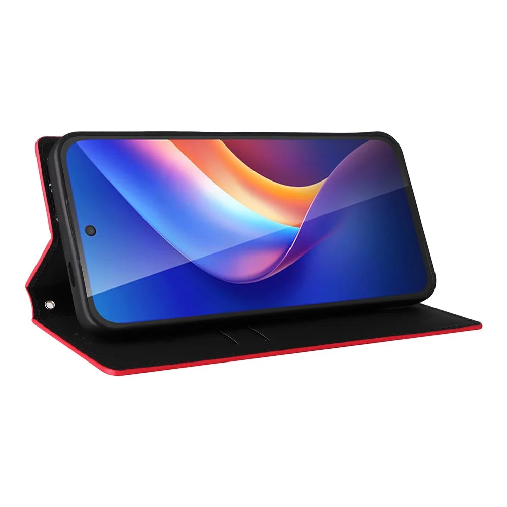 For TCL K70 4G / K70 Power 4G Case Wallet Rhombus Imprinted PU Leather Phone Cover - Red - 4