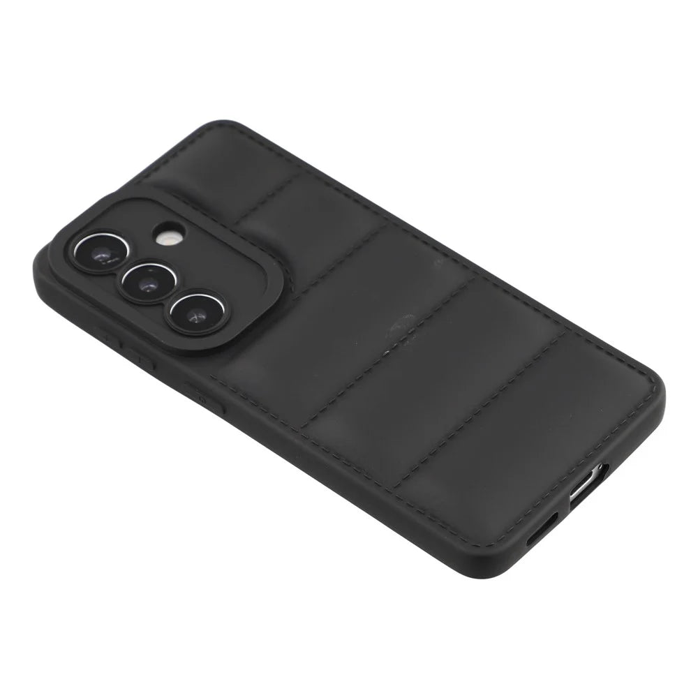 For Samsung Galaxy S26 TPU Case Down Jacket Design Shock-Absorbent Phone Protector - Black - 4