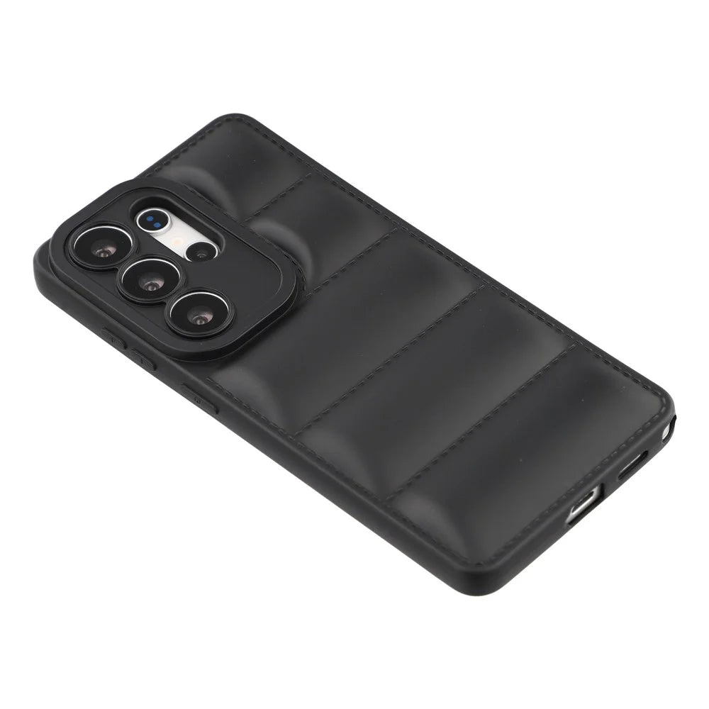 For Samsung Galaxy S26 Ultra TPU Case Down Jacket Design Shock-Absorbent Phone Protector - Black - 4
