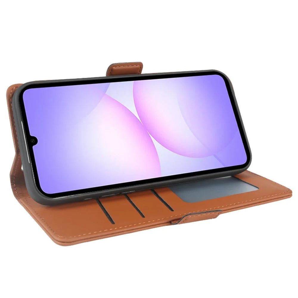 For Samsung Galaxy A08 5G / A08 4G / A07 4G Leather Case Wallet Stand TPU + PU Skin-touch Cover - Brown - 3