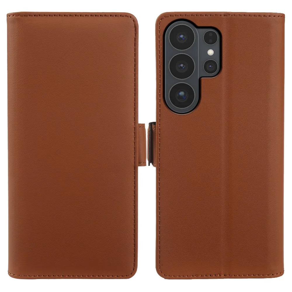 For Samsung Galaxy S26 Ultra Leather Case Wallet Stand TPU + PU Skin-touch Cover - Brown - 1