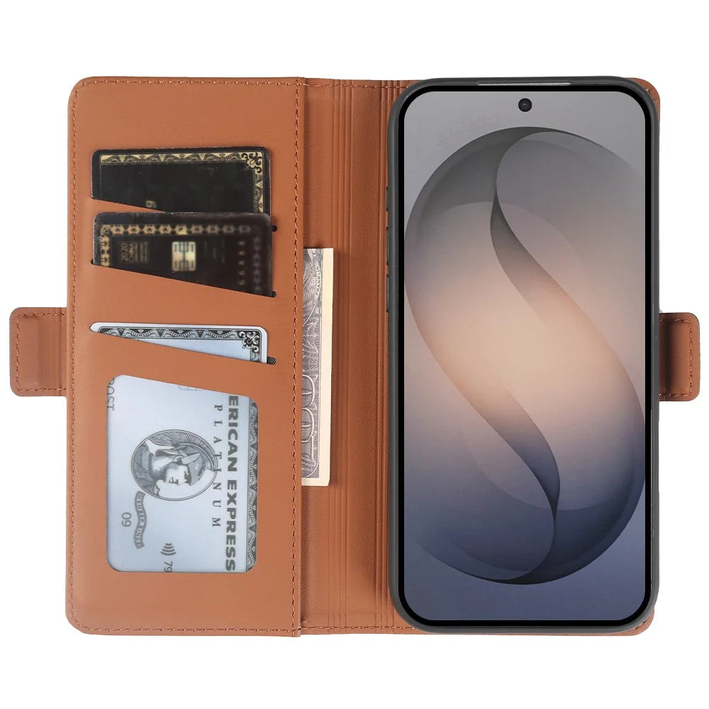 For Samsung Galaxy S26 Ultra Leather Case Wallet Stand TPU + PU Skin-touch Cover - Brown - 2