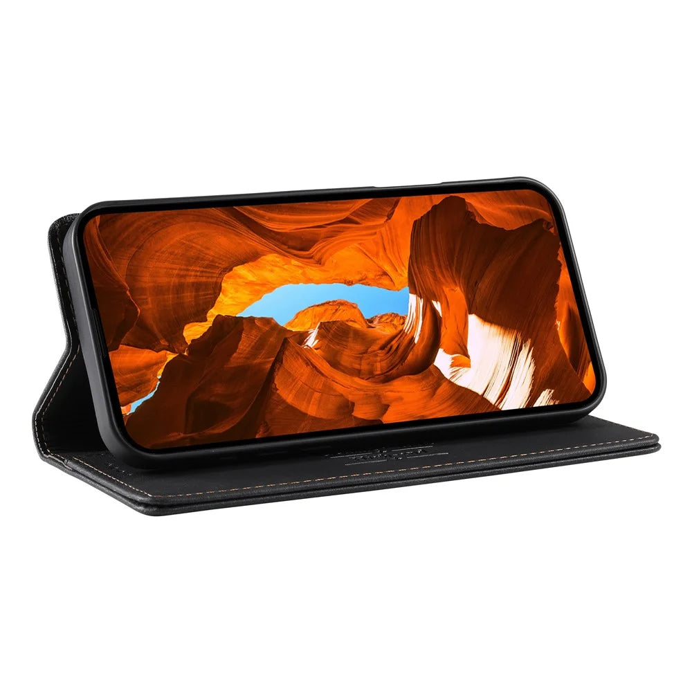 DIERFENG DF-019 for Samsung Galaxy A37 5G Leather Wallet Case Magnetic Flip Cover with Card Slots RFID Blocking - Black - 2