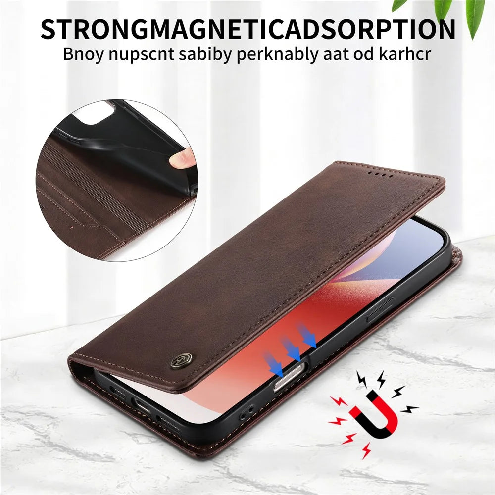 DIERFENG DF-019 for Samsung Galaxy S24+  /  S25+ Leather Wallet Case Magnetic Flip Cover with Card Slots RFID Blocking - Dark Brown - 7