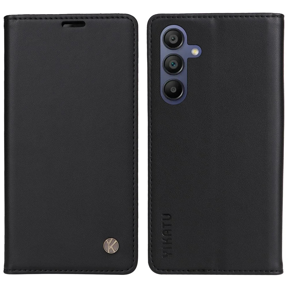YIKATU YK-001 For Samsung Galaxy A14 5G / A14 4G PU Leather Full Protection Case Phone Stand Wallet Cover - Black - 1