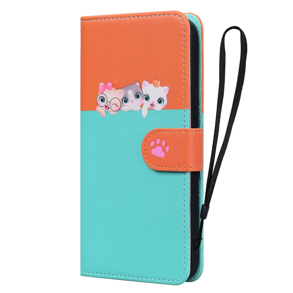 For iPhone 16e / iPhone 17e Cartoon Pet Series  Wallet Phone Case Splicing Leather Flip Cover - Sky Blue - 5