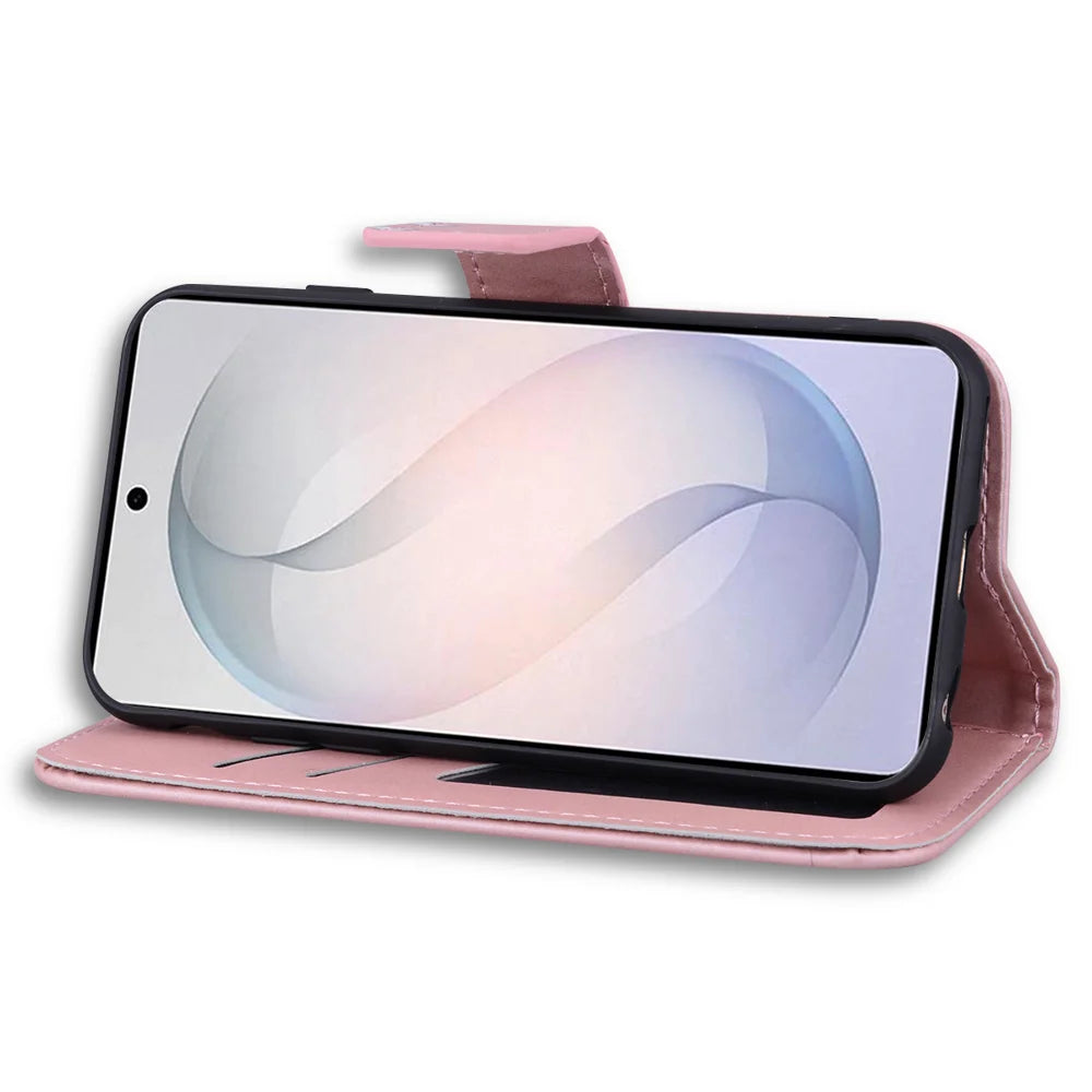 For Samsung Galaxy S25 FE Case Cartoon Pattern Wallet Leather Phone Cover - Pink - 6