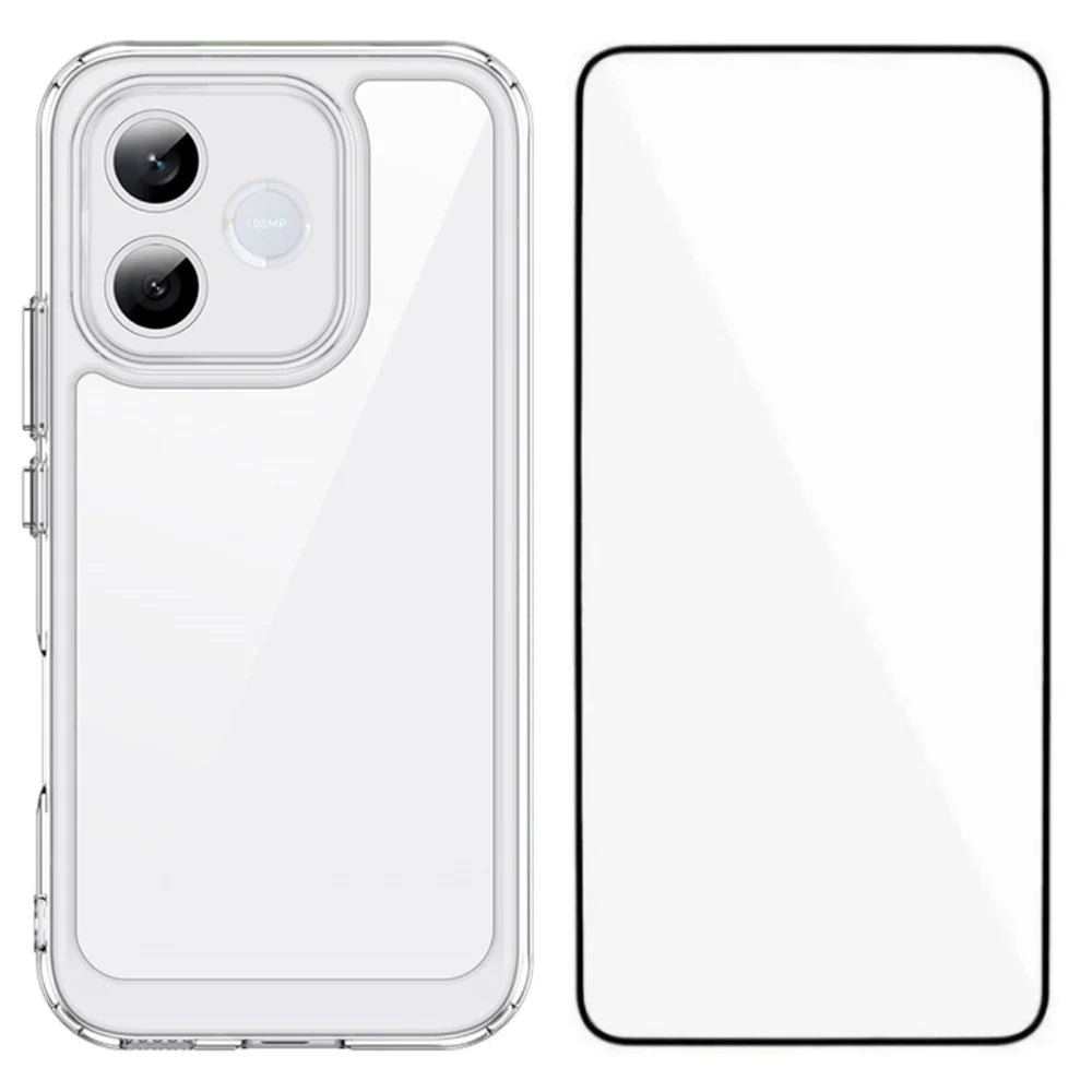 WANLONFENG For Honor 600 Lite 5G Case MF Series TPU Acrylic Clear Phone Cover with Tempered Glass Film - Transparent - 1