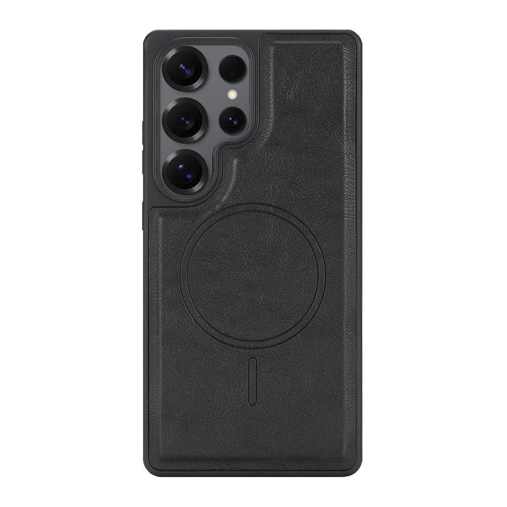 For Samsung Galaxy S26 Ultra Magnetic Case with Detachable Card Holder Kickstand TPU + PU Back Cover Compatible with MagSafe - Black - 5