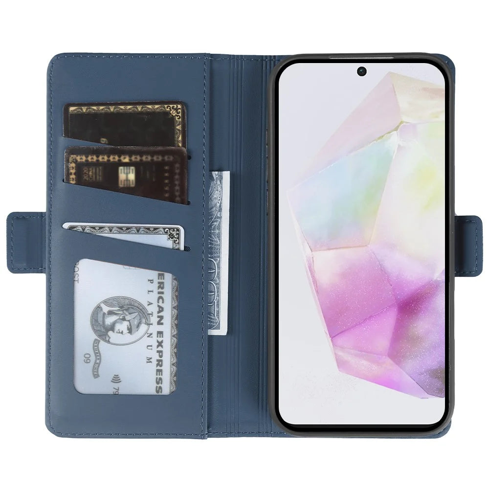 For Samsung Galaxy A35 5G Leather Case Wallet Stand TPU + PU Skin-touch Cover - Blue - 2