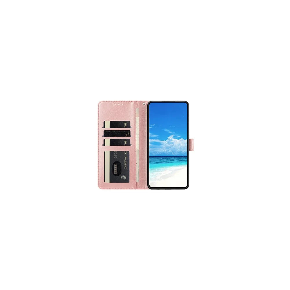 Wallet Case For Samsung Galaxy A08 5G / A08 4G / A07 5G / A07 4G Litchi Texture Leather Flip Cover with Card Slots and Hand Strap - Pink - 2