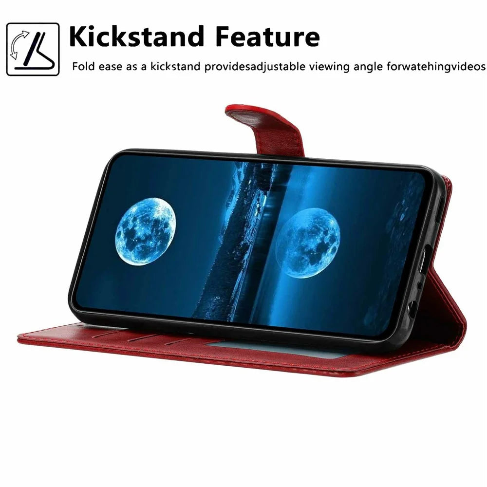 For iPhone 18 Pro / 17 Pro Wallet Case Litchi Texture Leather Flip Cover with Card Slots and Hand Strap - Red - 3