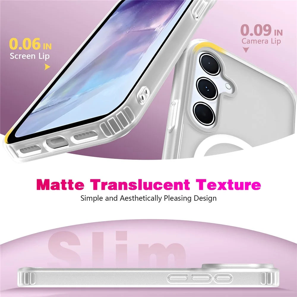 For Samsung Galaxy S24 FE Magnetic Case Skin Touch TPU + PC 2.0mm Thickness Anti-drop Phone Cover - White - 5