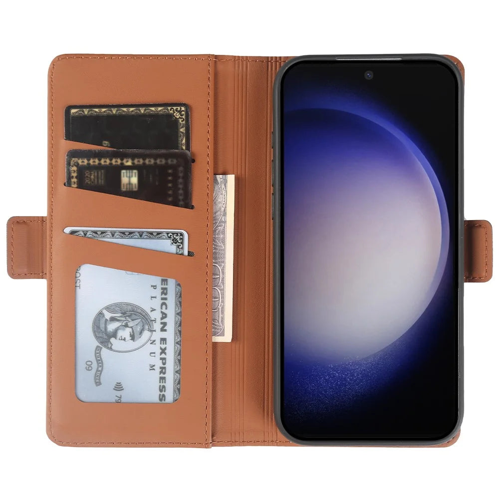 For Samsung Galaxy S23+ Leather Case Wallet Stand TPU + PU Skin-touch Cover - Brown - 2