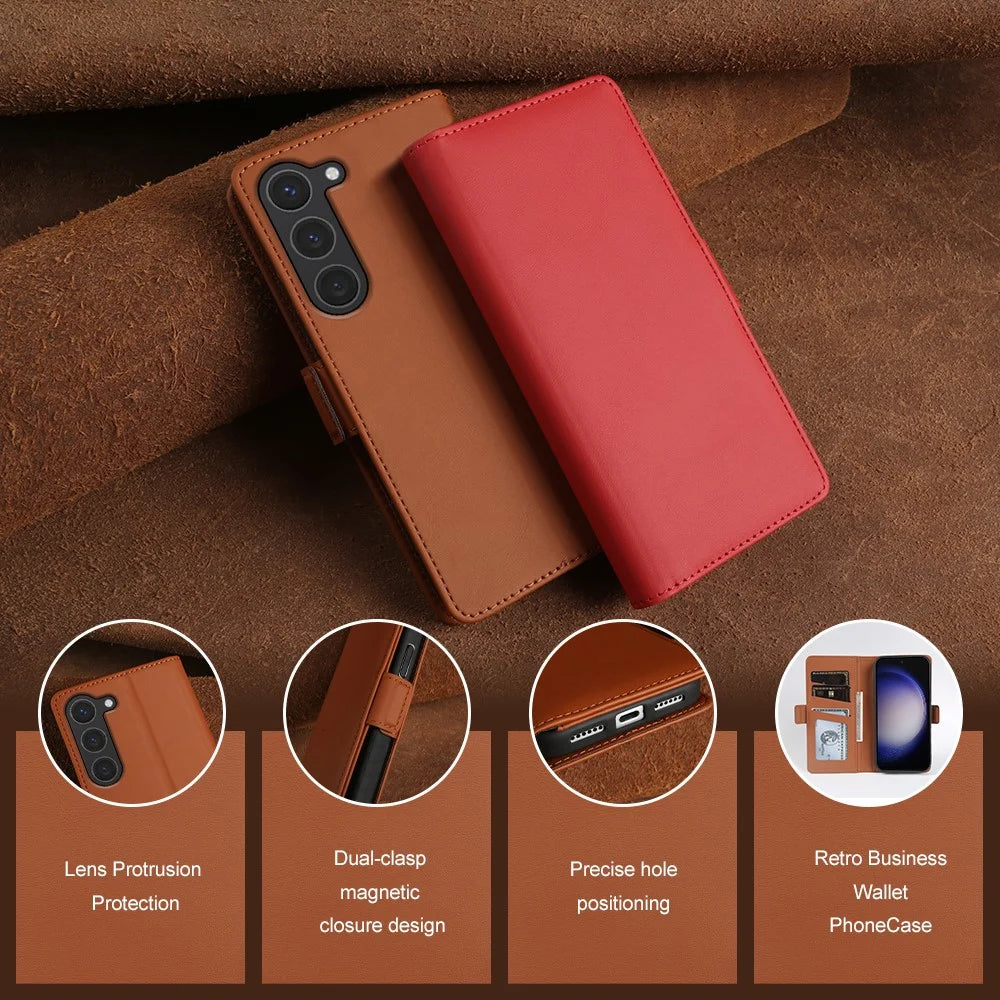 For Samsung Galaxy S23+ Leather Case Wallet Stand TPU + PU Skin-touch Cover - Brown - 4