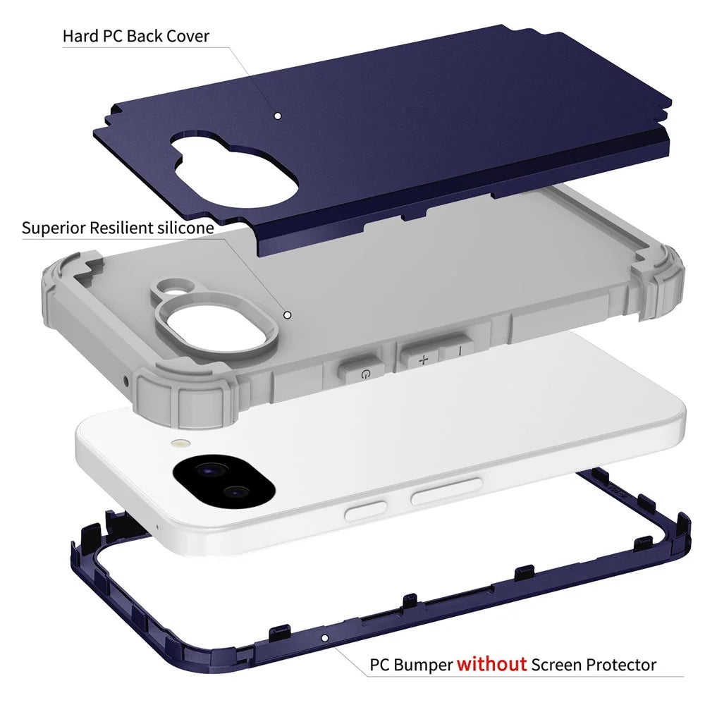 For Google Pixel 10a Case Shockproof PC + TPU Phone Back Cover - Navy Blue - 7