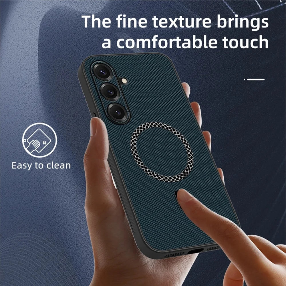 For Samsung Galaxy S26 Case Triangle Texture PU Leather Shockproof Ultra Thin Cover - Blue - 3