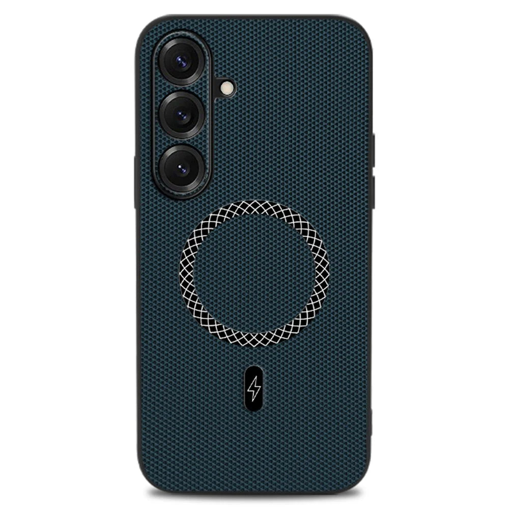 For Samsung Galaxy S26+ Case Triangle Texture PU Leather Shockproof Ultra Thin Cover - Blue - 1