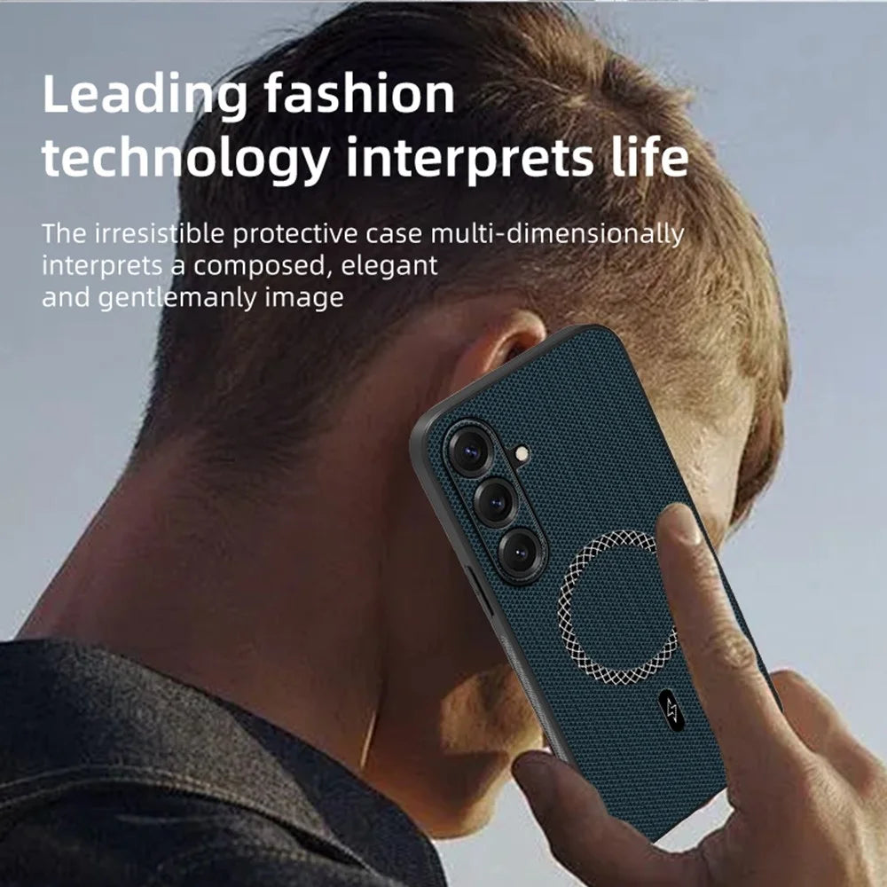 For Samsung Galaxy S26+ Case Triangle Texture PU Leather Shockproof Ultra Thin Cover - Blue - 4