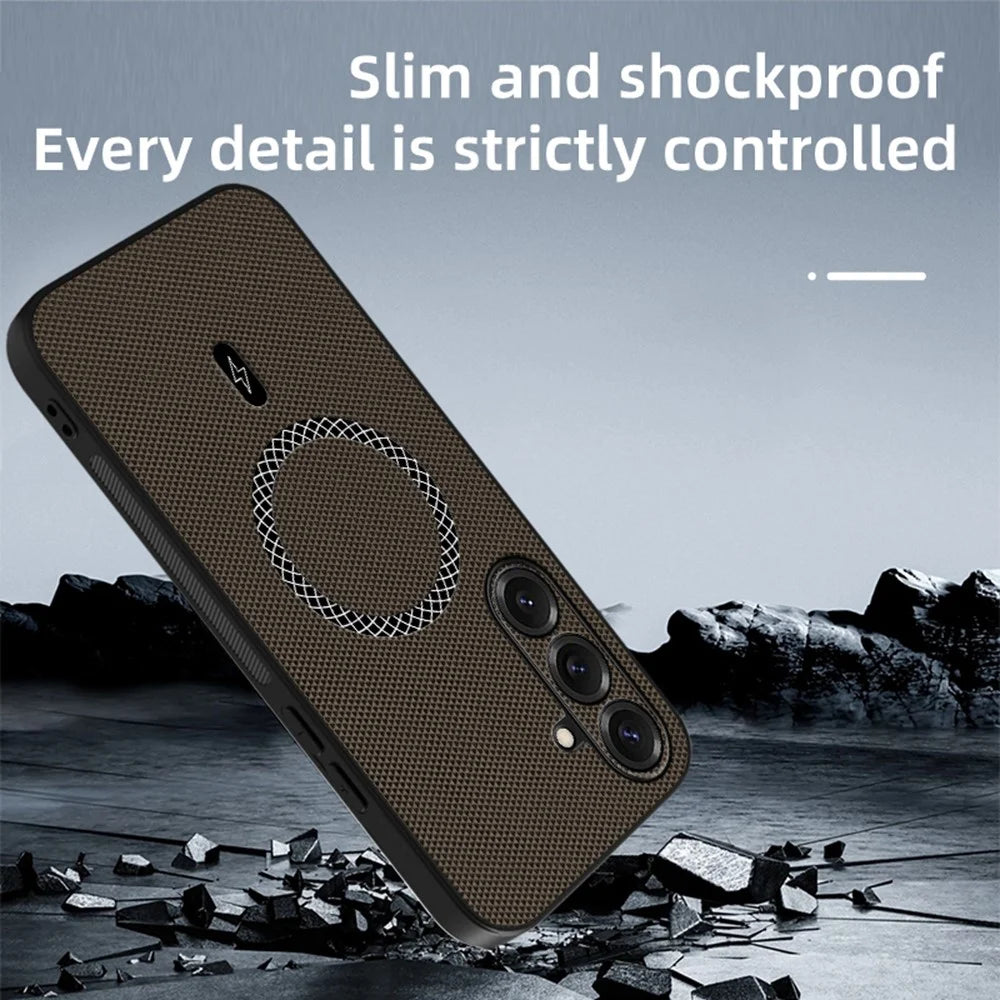 For Samsung Galaxy S26+ Case Triangle Texture PU Leather Shockproof Ultra Thin Cover - Blue - 5