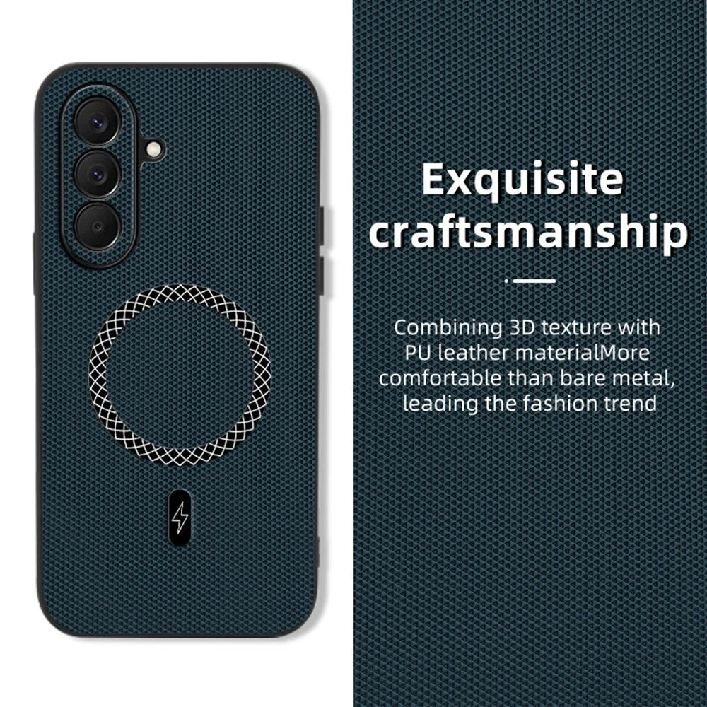 For Samsung Galaxy A57 5G Case Triangle Texture PU Leather Shockproof Ultra Thin Cover - Blue - 2