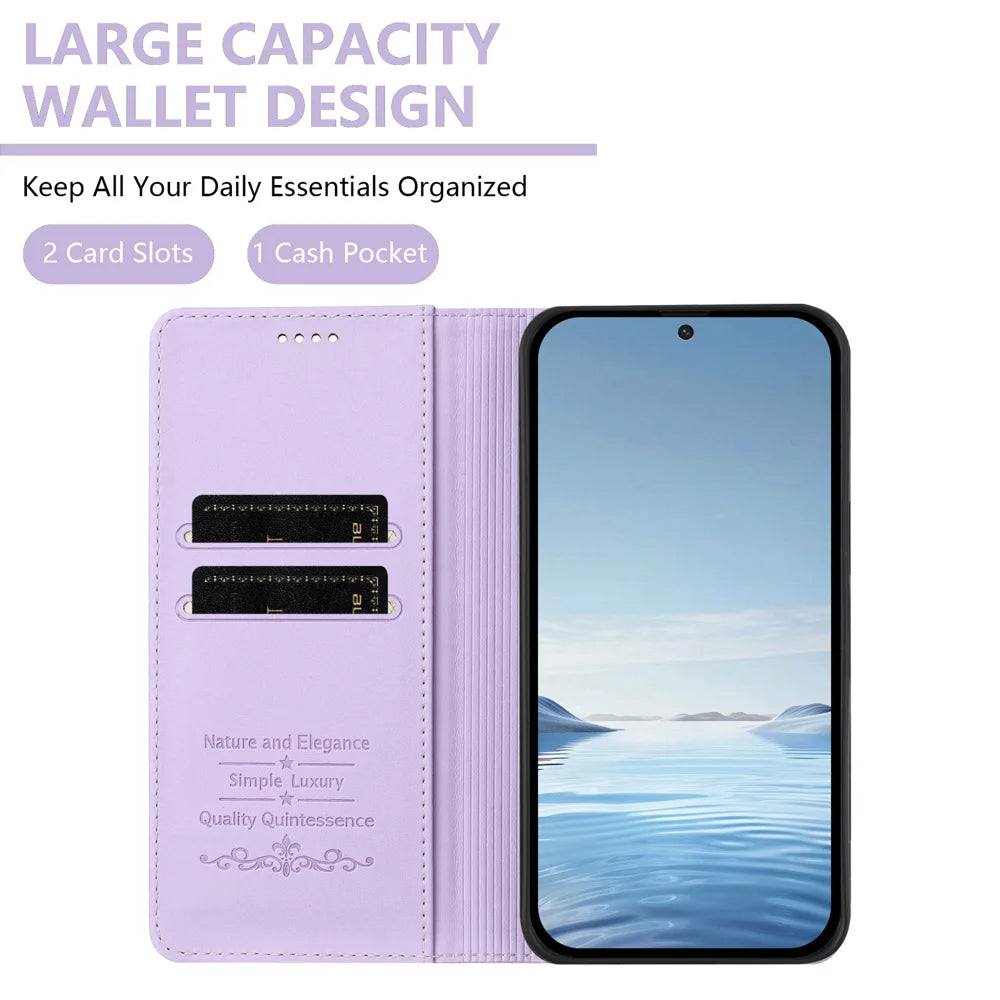 For Samsung Galaxy S24+ / Galaxy S25+ Wallet Case RFID Blocking Butterfly Imprinted Magnetic Flip Leather Cover - Light Purple - 4